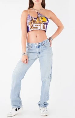 FURST OF A KIND VINTAGE ONE SHOULDER DOUBLE RHINESTONE STRAP TANK