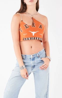 FURST OF A KIND VINTAGE ONE SHOULDER DOUBLE RHINESTONE STRAP TANK VINTAGE COLLEGE