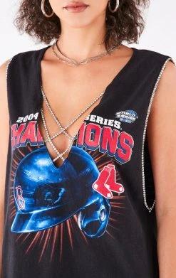 FURST OF A KIND VINTAGE CRISS CROSS RHINESTONE SLEEVELESS TEE VINTAGE SPORTS