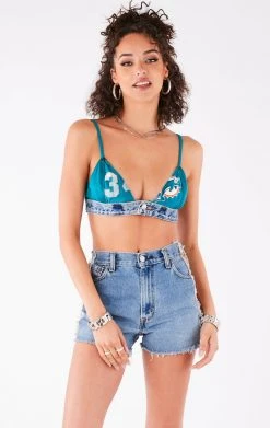 FURST OF A KIND VINTAGE JERSEY AND DENIM BRA TOP VINTAGE NFL