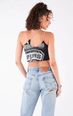 FURST OF A KIND VINTAGE ONE SHOULDER DOUBLE RHINESTONE STRAP TANK