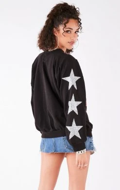 FURST OF A KIND VINTAGE STARS VINTAGE SILVER STAR PATCH SWEATSHIRT