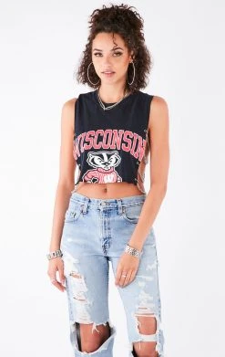 FURST OF A KIND VINTAGE CHAIN SIDE SLEEVELESS CROPPED TEE VINTAGE CHAINS