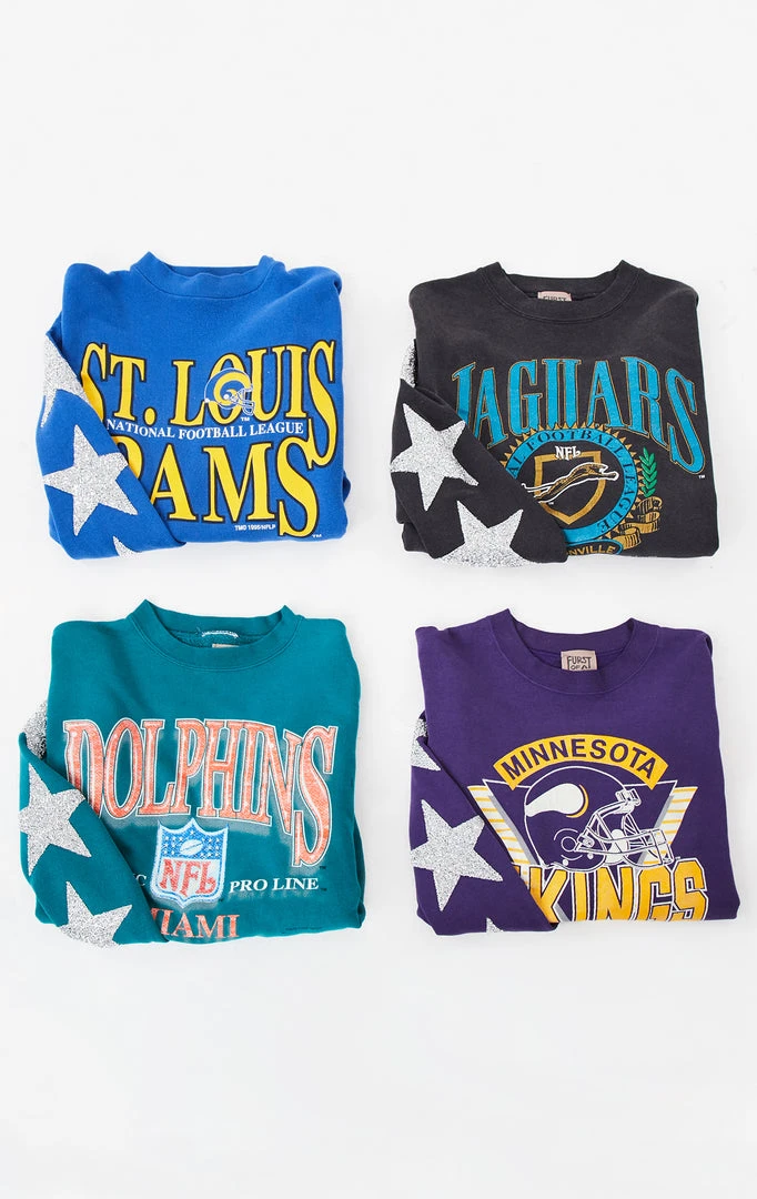 FURST OF A KIND VINTAGE NFL VINTAGE SILVER STAR PATCH SWEATSHIRT 4 FURST OF A KIND VINTAGE NFL VINTAGE SILVER STAR PATCH SWEATSHIRT