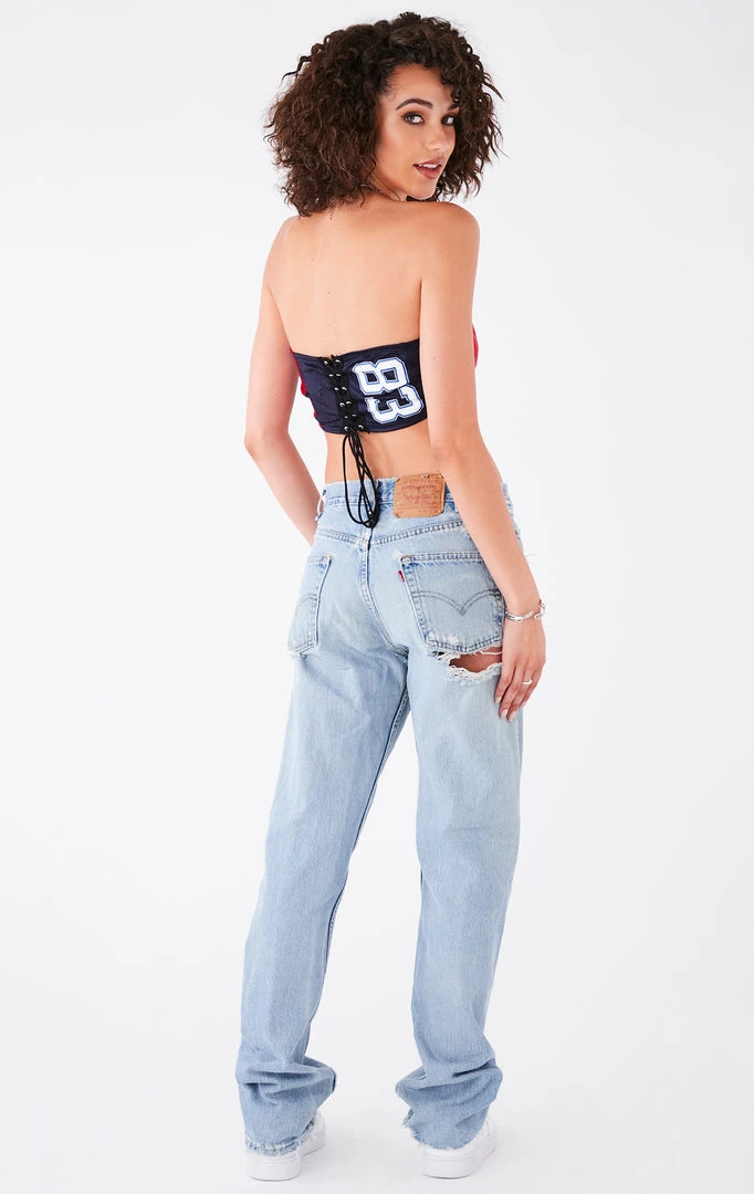 FURST OF A KIND VINTAGE SPLICED JERSEY CORSET TUBE TOP VINTAGE NFL 5 FURST OF A KIND VINTAGE SPLICED JERSEY CORSET TUBE TOP VINTAGE NFL