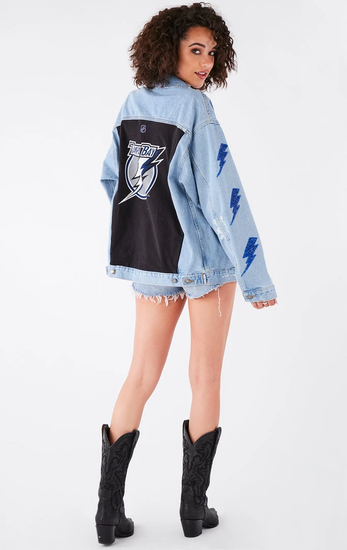 FURST OF A KIND VINTAGE GRAPHIC BACK INSERT LIGHTNING BOLT DENIM JACKET 3 FURST OF A KIND VINTAGE GRAPHIC BACK INSERT LIGHTNING BOLT DENIM JACKET