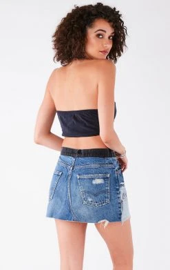 FURST OF A KIND VINTAGE DENIM PATCHWORK SKIRT VINTAGE DRINKS