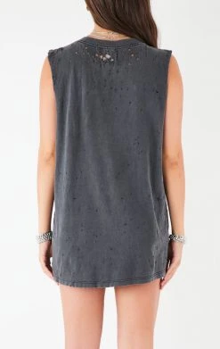 FURST OF A KIND VINTAGE CURVED SAFETY PIN SLEEVELESS TEE VINTAGE PINS