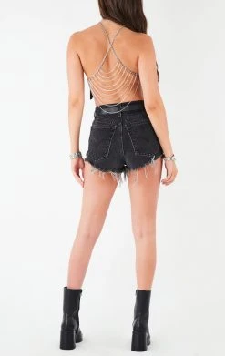 FURST OF A KIND VINTAGE HALTER NECK WATERFALL CHAIN BACK TOP FESTIVAL