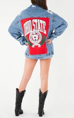 FURST OF A KIND VINTAGE GRAPHIC BACK INSERT DENIM JACKET VINTAGE DENIM JACKETS