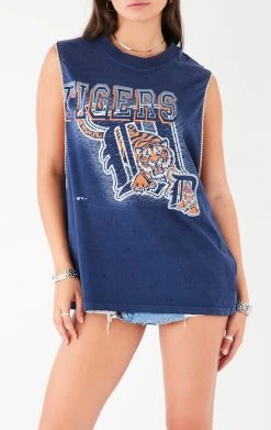 FURST OF A KIND VINTAGE RHINESTONE TRIM SLEEVELESS TEE