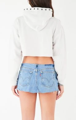 FURST OF A KIND VINTAGE COLLEGE VINTAGE RIPPED STUDDED HOOD CROPPED HOODIE