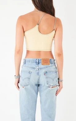 FURST OF A KIND VINTAGE CHAINS VINTAGE ONE SHOULDER DOUBLE CHAIN STRAP TANK