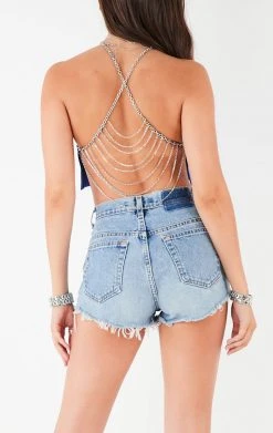 FURST OF A KIND VINTAGE HALTER NECK WATERFALL CHAIN BACK TOP VINTAGE CHAINS