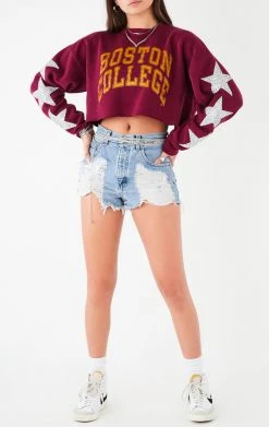 FURST OF A KIND VINTAGE STAR PATCH CROPPED SWEATSHIRT VINTAGE COLLEGE
