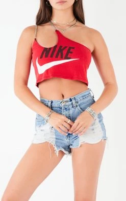 FURST OF A KIND VINTAGE ONE SHOULDER DOUBLE CHAIN STRAP TANK