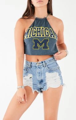 FURST OF A KIND VINTAGE CHAINS VINTAGE HALTER NECK WATERFALL CHAIN BACK TOP