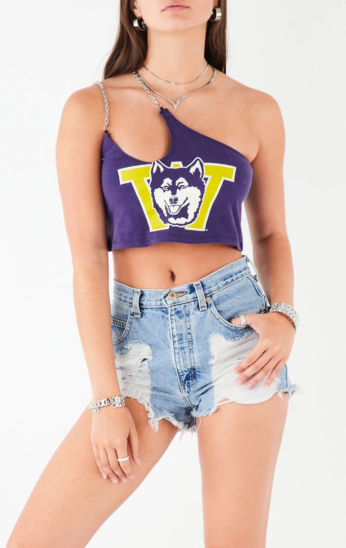 FURST OF A KIND VINTAGE CHAINS VINTAGE ONE SHOULDER DOUBLE CHAIN STRAP TANK 4 FURST OF A KIND VINTAGE CHAINS VINTAGE ONE SHOULDER DOUBLE CHAIN STRAP TANK