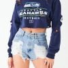 FURST OF A KIND VINTAGE RIPPED STUDDED HOOD CROPPED HOODIE VINTAGE NFL
