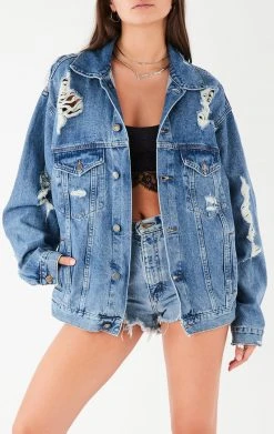 FURST OF A KIND VINTAGE GRAPHIC BACK INSERT DENIM JACKET VINTAGE DENIM JACKETS