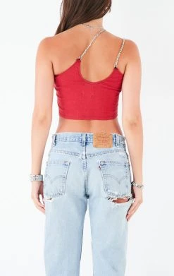 FURST OF A KIND VINTAGE ONE SHOULDER DOUBLE CHAIN STRAP TANK VINTAGE CHAINS