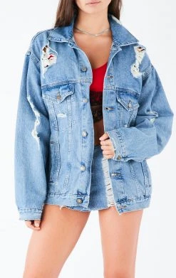 FURST OF A KIND VINTAGE GRAPHIC BACK INSERT DENIM JACKET VINTAGE DENIM JACKETS
