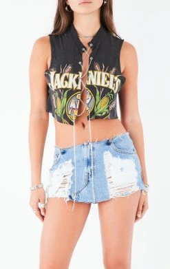 FURST OF A KIND VINTAGE CHAIN LACE UP SLEEVELESS TEE