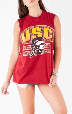 FURST OF A KIND VINTAGE RHINESTONE TRIM SLEEVELESS TEE VINTAGE COLLEGE