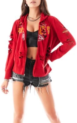 FURST OF A KIND VINTAGE RIPPED ZIP UP HOODIE