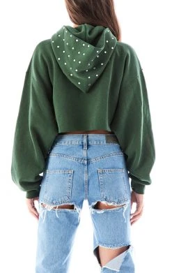 FURST OF A KIND VINTAGE RHINESTONE CROPPED HOODIE