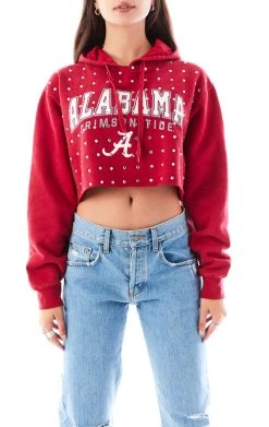 FURST OF A KIND SALE VINTAGE RHINESTONE CROPPED HOODIE