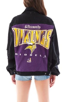 FURST OF A KIND VINTAGE GRAPHIC BACK INSERT DENIM JACKET VINTAGE DENIM JACKETS