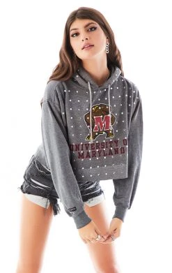 FURST OF A KIND SALE VINTAGE RHINESTONE CROPPED HOODIE