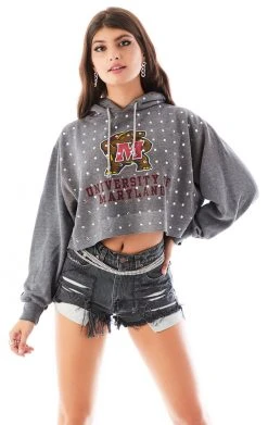 FURST OF A KIND SALE VINTAGE RHINESTONE CROPPED HOODIE