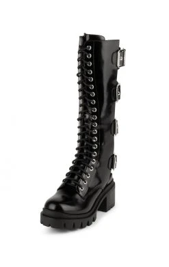 JEFFREY CAMPBELL TANK-GRL LUG BOTTOM KNEE HIGH BOOT SALE