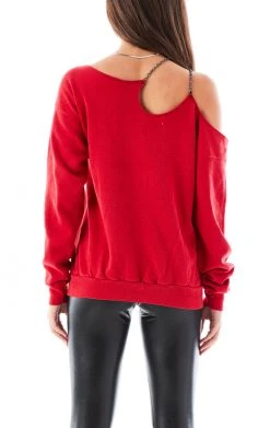 FURST OF A KIND VINTAGE ONE SHOULDER DOUBLE CHAIN SWEATSHIRT