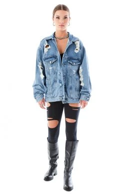 FURST OF A KIND VINTAGE DENIM JACKETS VINTAGE GRAPHIC BACK INSERT DENIM JACKET