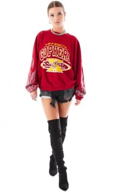 FURST OF A KIND VINTAGE SILVER RHINESTONE FLAME SWEATSHIRT