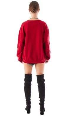 FURST OF A KIND VINTAGE SILVER RHINESTONE FLAME SWEATSHIRT