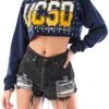 FURST OF A KIND VINTAGE RHINESTONE CROPPED HOODIE SALE
