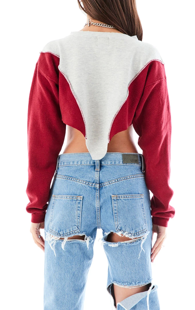FURST OF A KIND VINTAGE SPLICED V CROPPED SWEATSHIRT 4 FURST OF A KIND VINTAGE SPLICED V CROPPED SWEATSHIRT