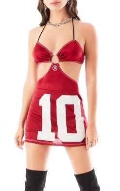 FURST OF A KIND VINTAGE DRESSES VINTAGE CUT OUT JERSEY HALTER DRESS