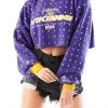 FURST OF A KIND VINTAGE ALLOVER RHINESTONE CROPPED SWEATSHIRT