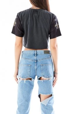FURST OF A KIND VINTAGE SPLICED JERSEY SLEEVE CROPPED TEE