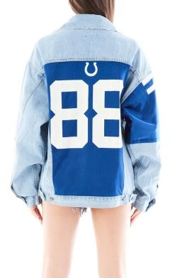 FURST OF A KIND VINTAGE DENIM JACKETS VINTAGE JERSEY SLEEVE AND BACK INSERT DENIM JACKET