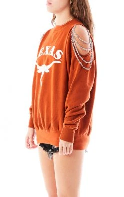 FURST OF A KIND VINTAGE SHOULDER CUT OUT CHAIN SWEATSHIRT