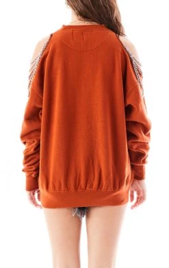 FURST OF A KIND VINTAGE SHOULDER CUT OUT CHAIN SWEATSHIRT