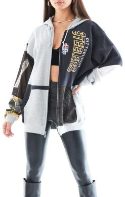 FURST OF A KIND VINTAGE NFL VINTAGE SPLICED PATCHWORK ZIP UP HOODIE 13 FURST OF A KIND VINTAGE NFL VINTAGE SPLICED PATCHWORK ZIP UP HOODIE