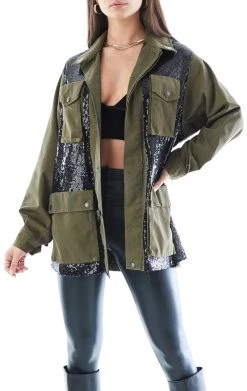 FURST OF A KIND VINTAGE ARMY JACKET WITH SEQUIN INSERT SALE
