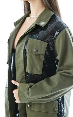 FURST OF A KIND VINTAGE ARMY JACKET WITH SEQUIN INSERT SALE